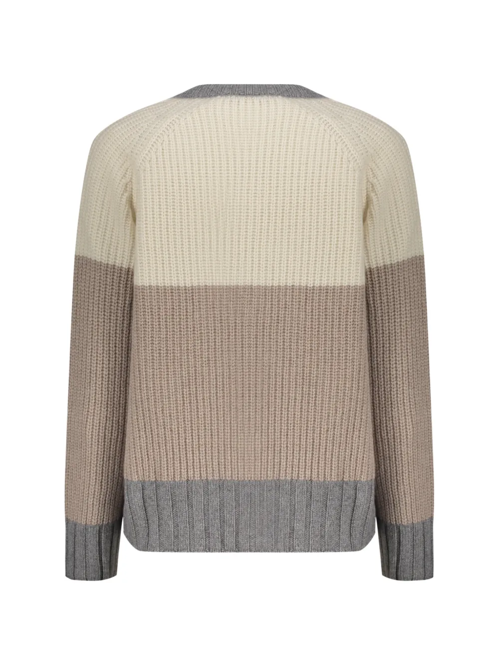 Moorer Janine ribgebreid vest met colourblocking Beige