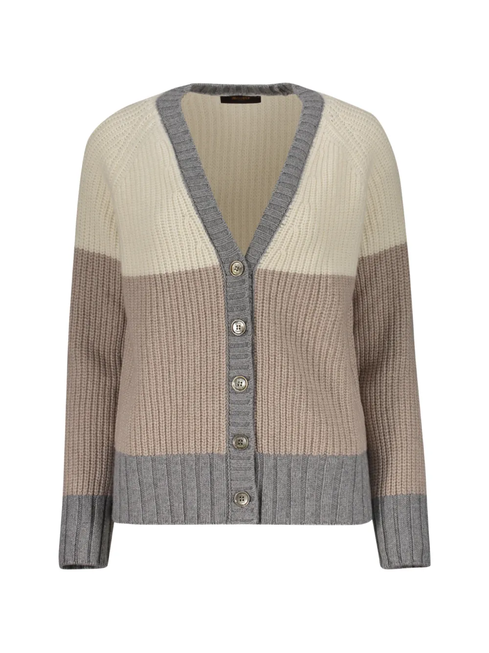 Moorer Janine colour-block ribbed-knit cardigan - Nude