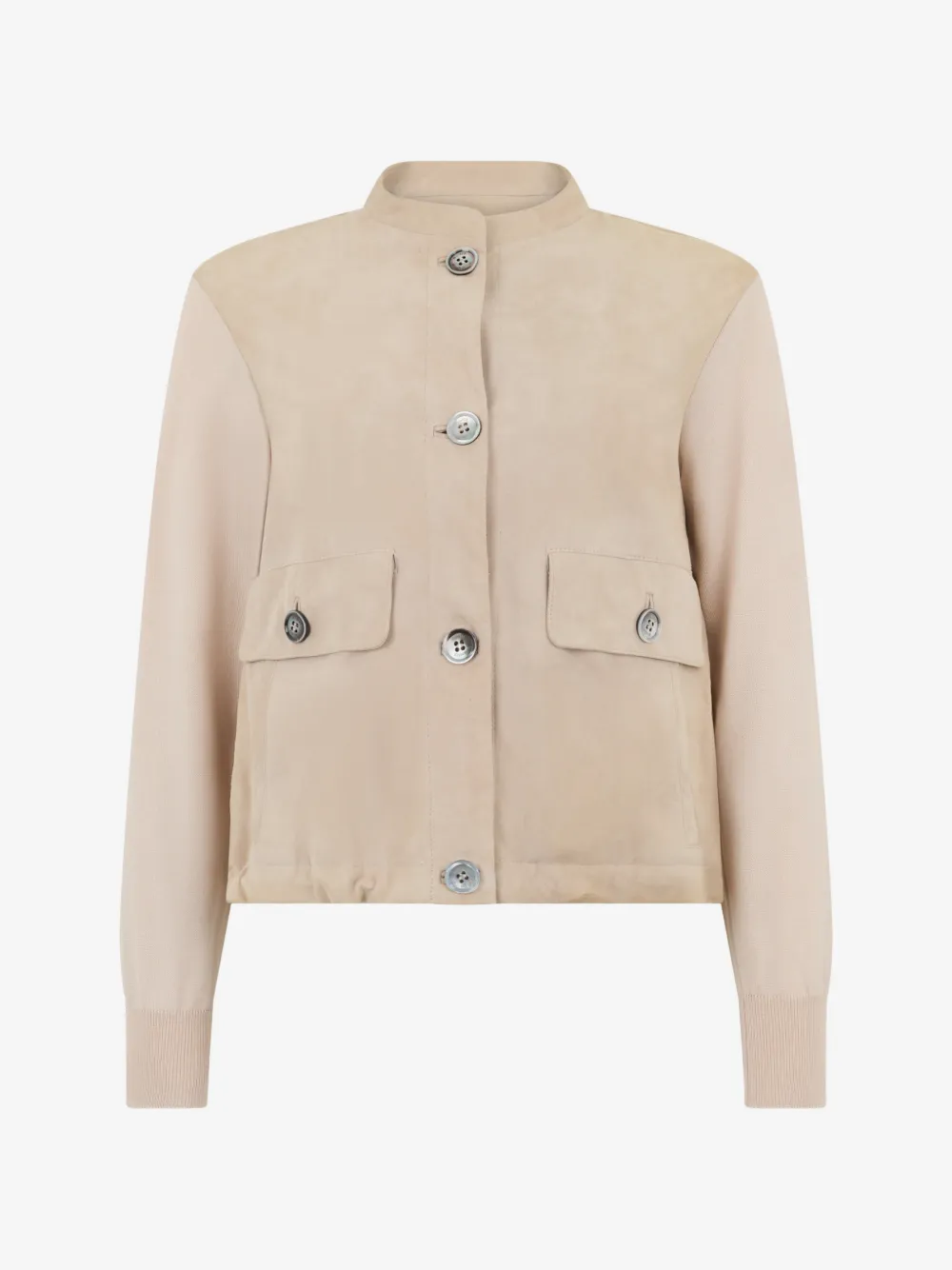 Moorer button suede jacket | Neutrals | Image 1