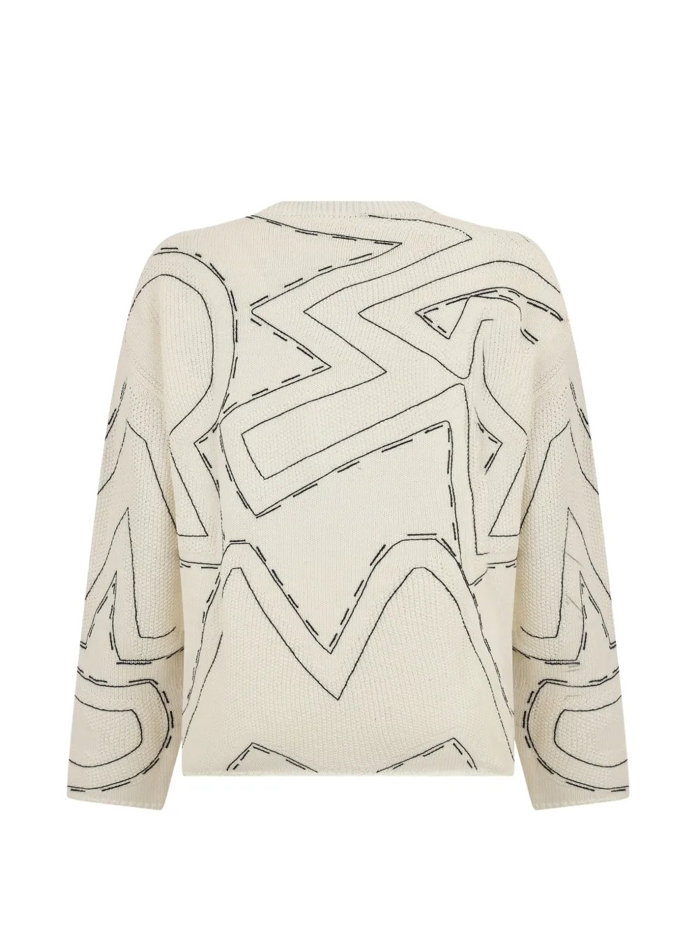 Moorer Trui met geometrisch patroon en V-hals Beige