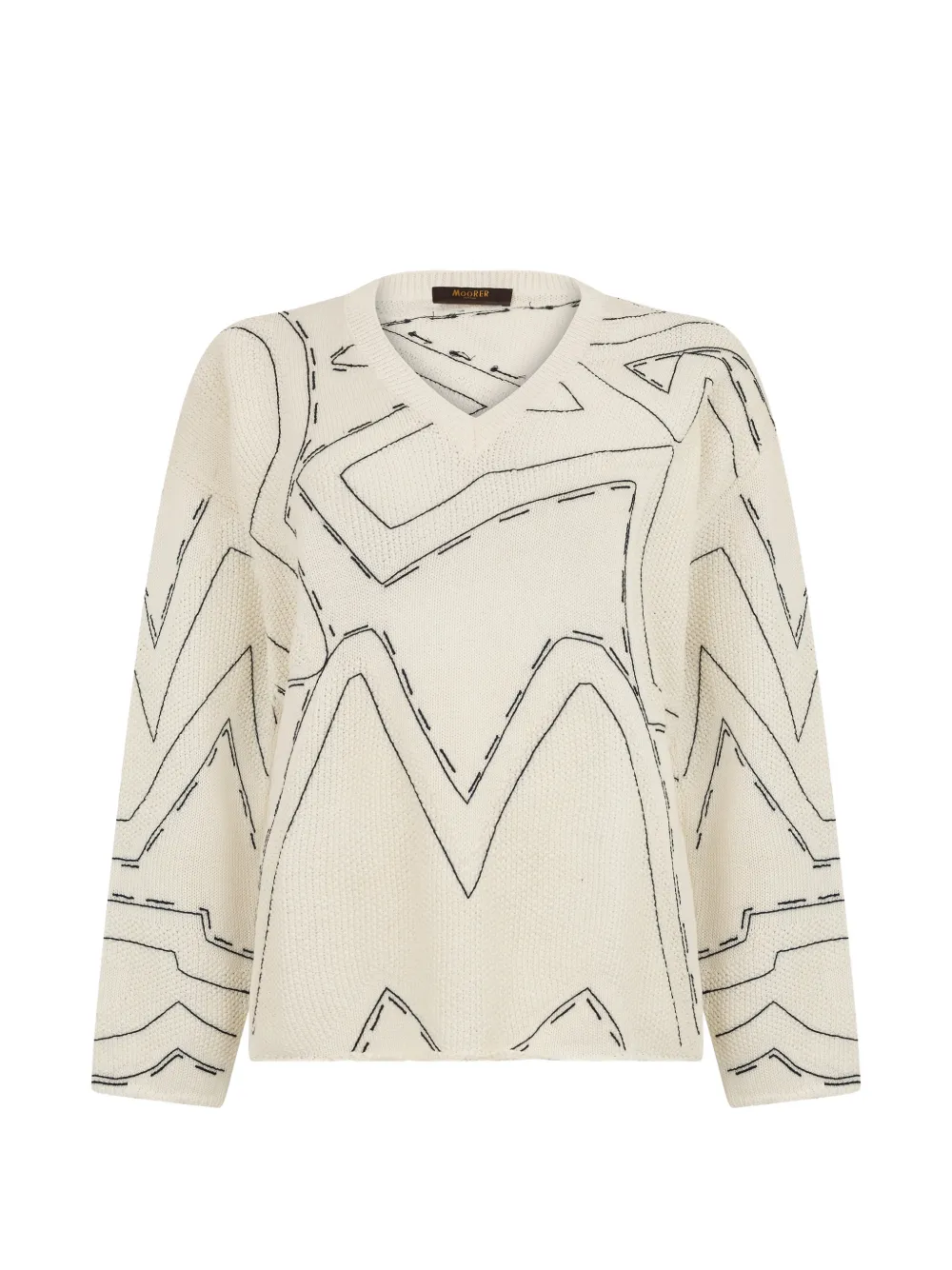 Moorer geometric-pattern V-neck sweater - Nude