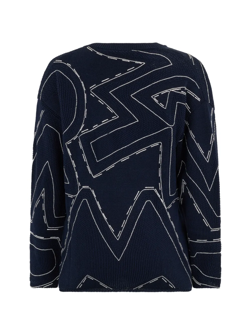Moorer Trui met geometrisch design en V-hals Blauw