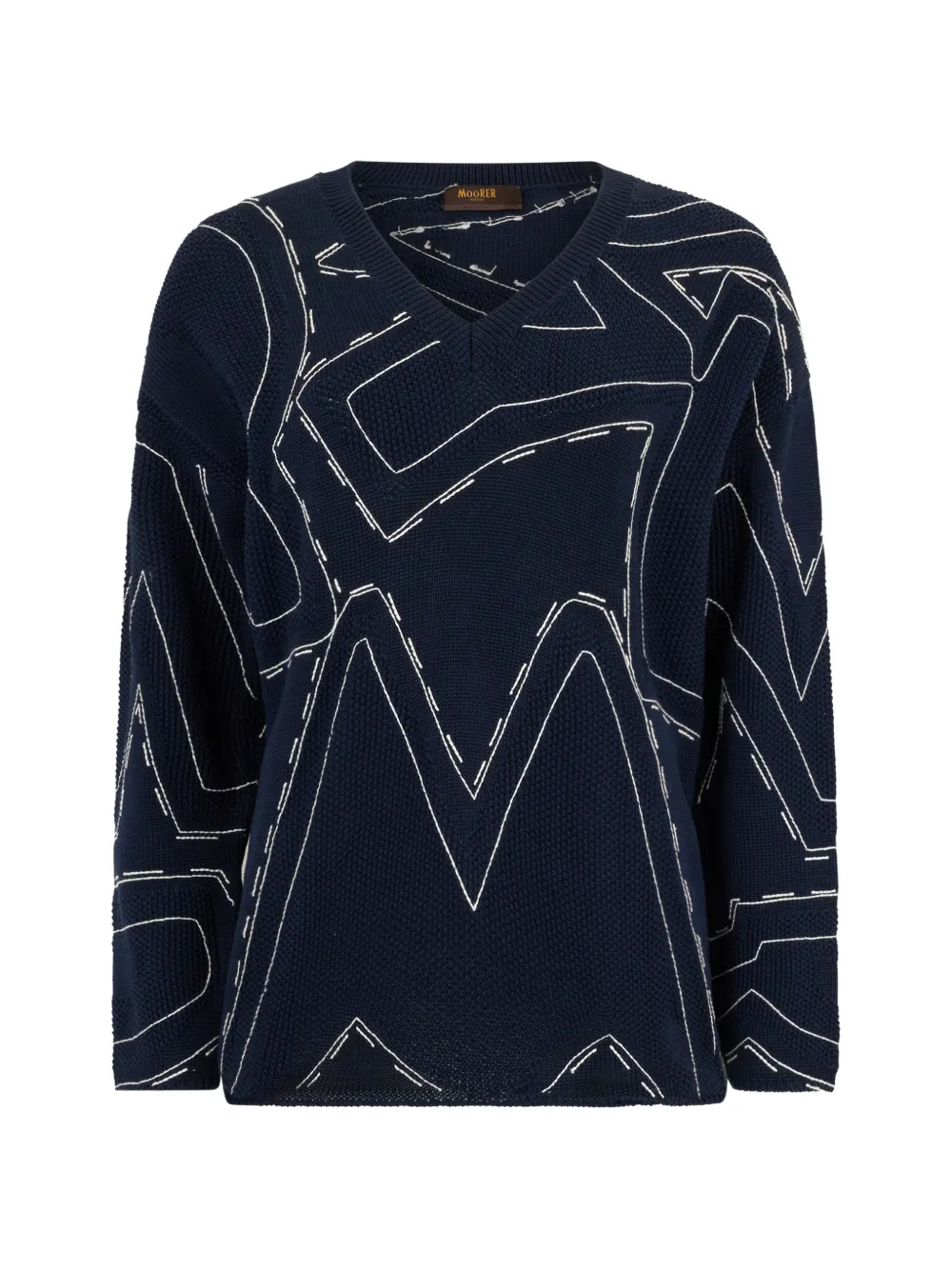 Moorer Geometric Design V-neck Sweater In Burgundy