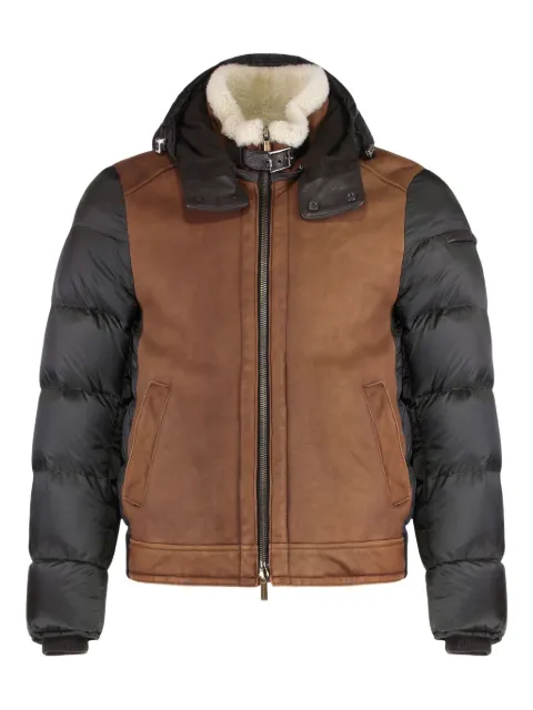Moorer leather-paneled puffer jacket