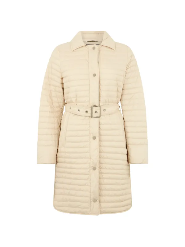 Moorer Belted Single-breasted Coat in Yellow