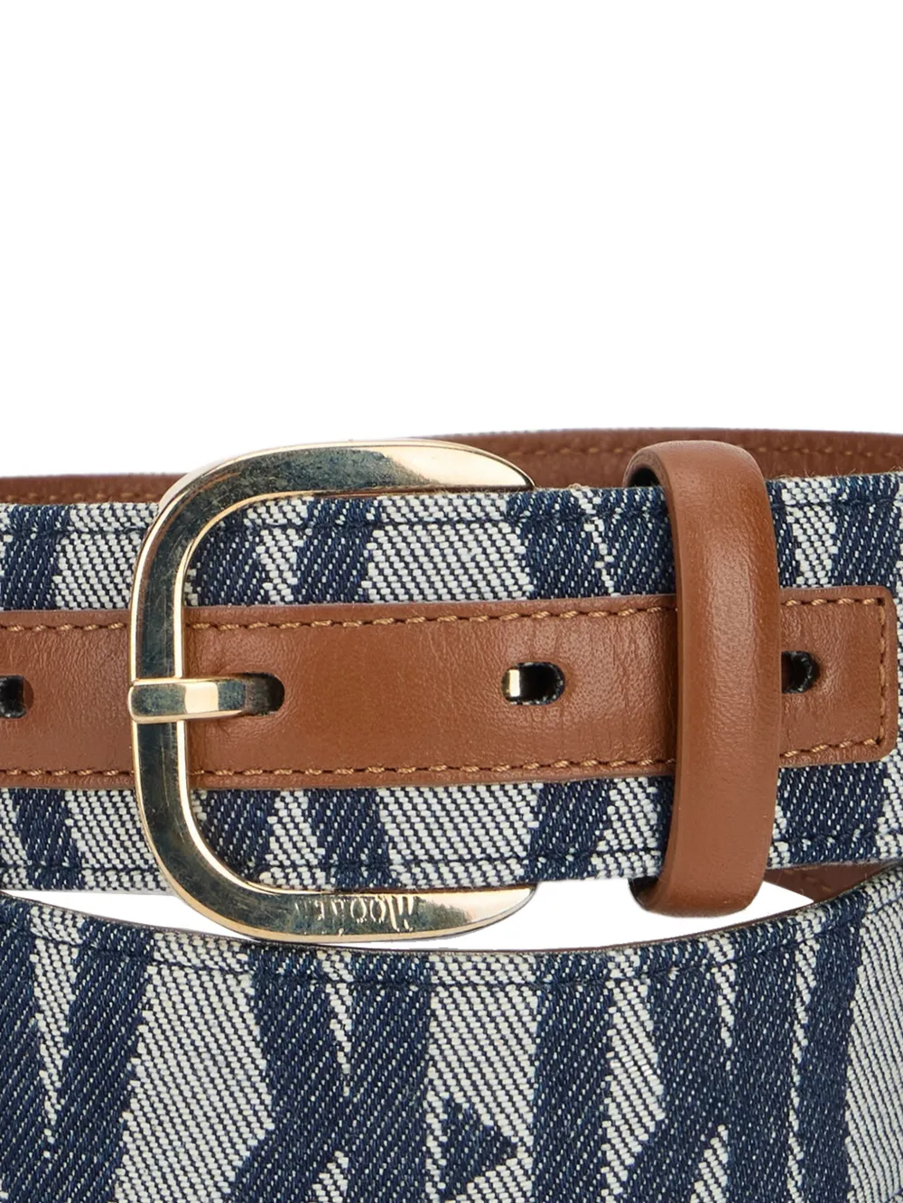 Moorer Kiotojlo monogram-pattern leather-trim belt Blauw