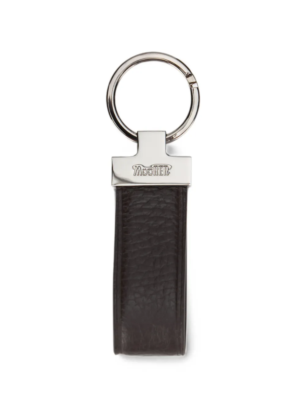 Moorer Logo-plaque Grained Leather Keyring In Brown