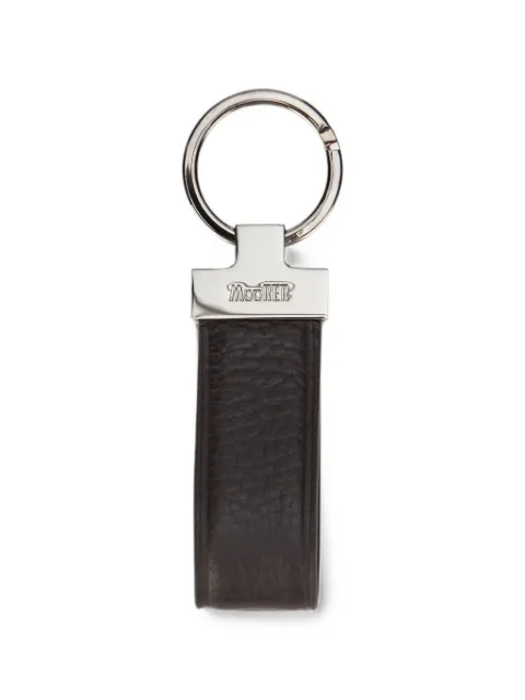Moorer logo-plaque grained leather keyring