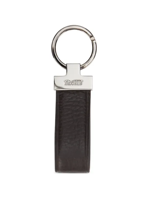 Moorer logo-plaque grained leather keyring