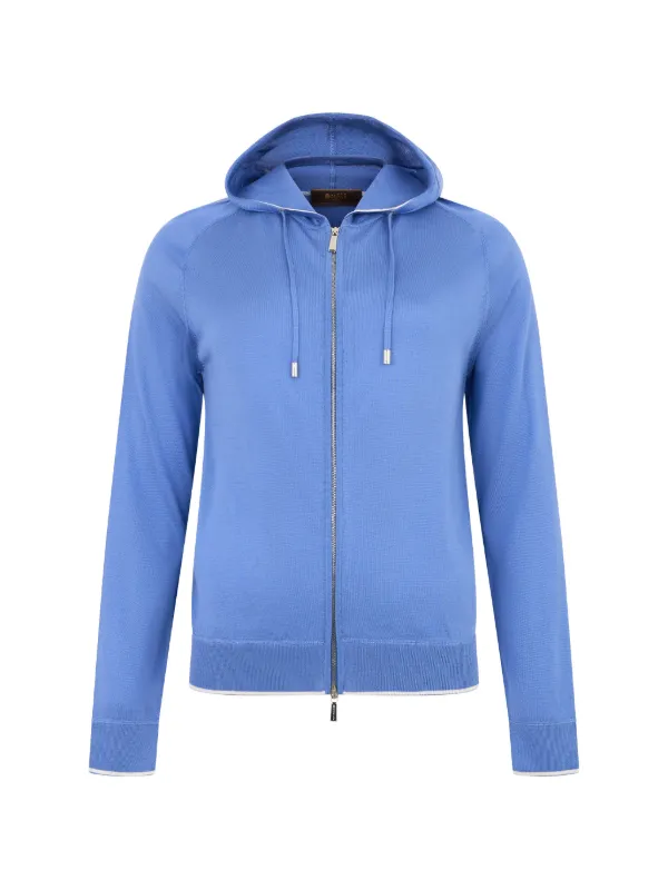 Moorer Nivola Zip-up Drawstring Cardigan in Blue
