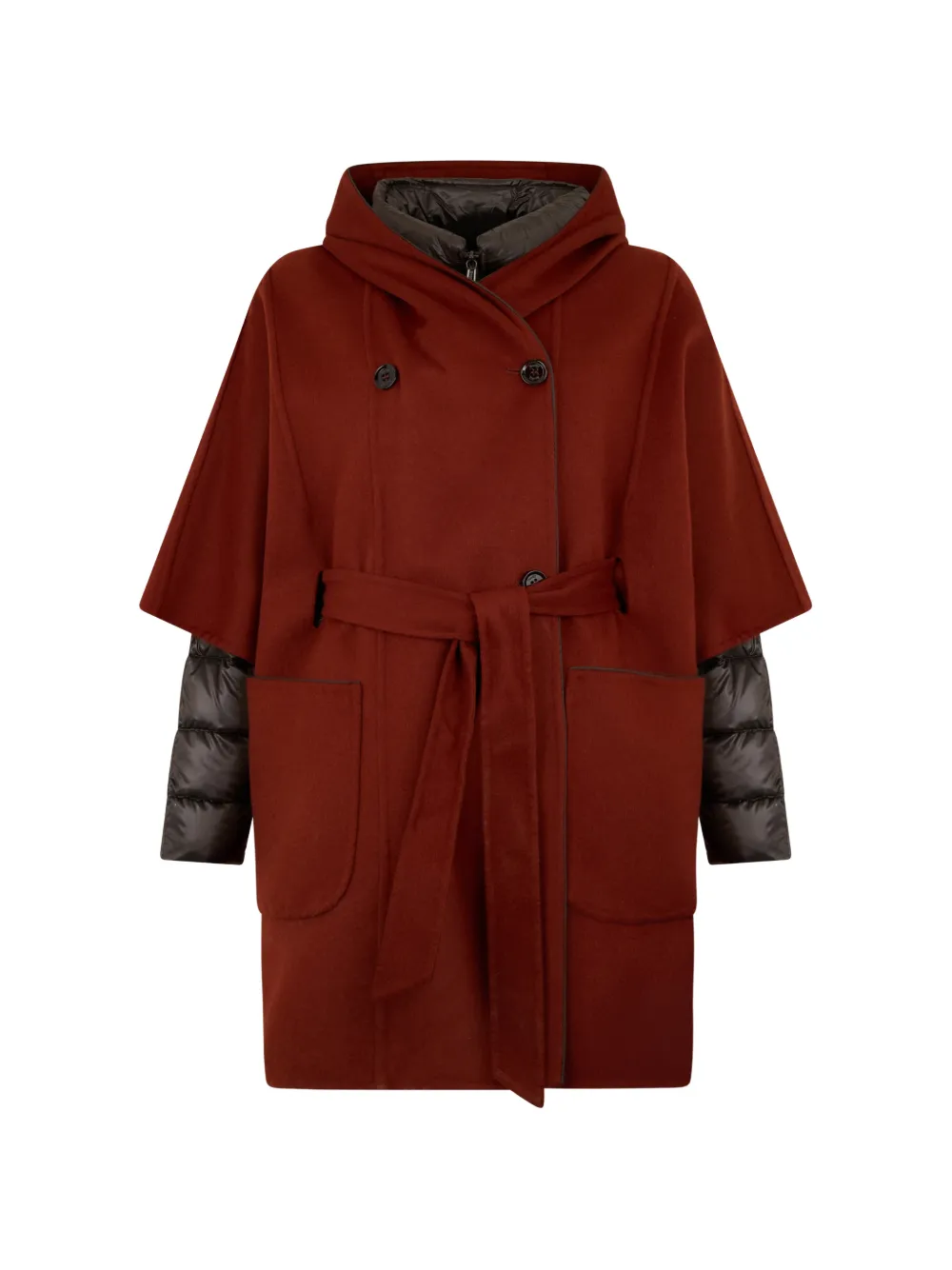 Moorer hooded belted coat - Marrone