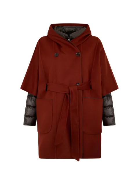 Moorer hooded belted coat