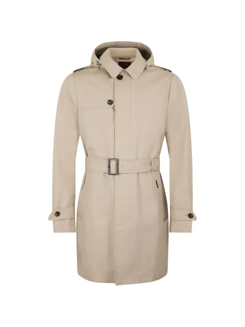 Moorer hooded belted trench coat