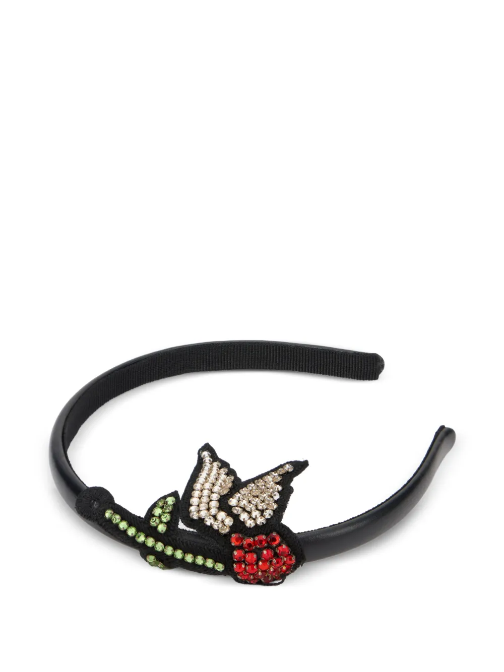  Red(v) Flower Embellished Headband - Black 