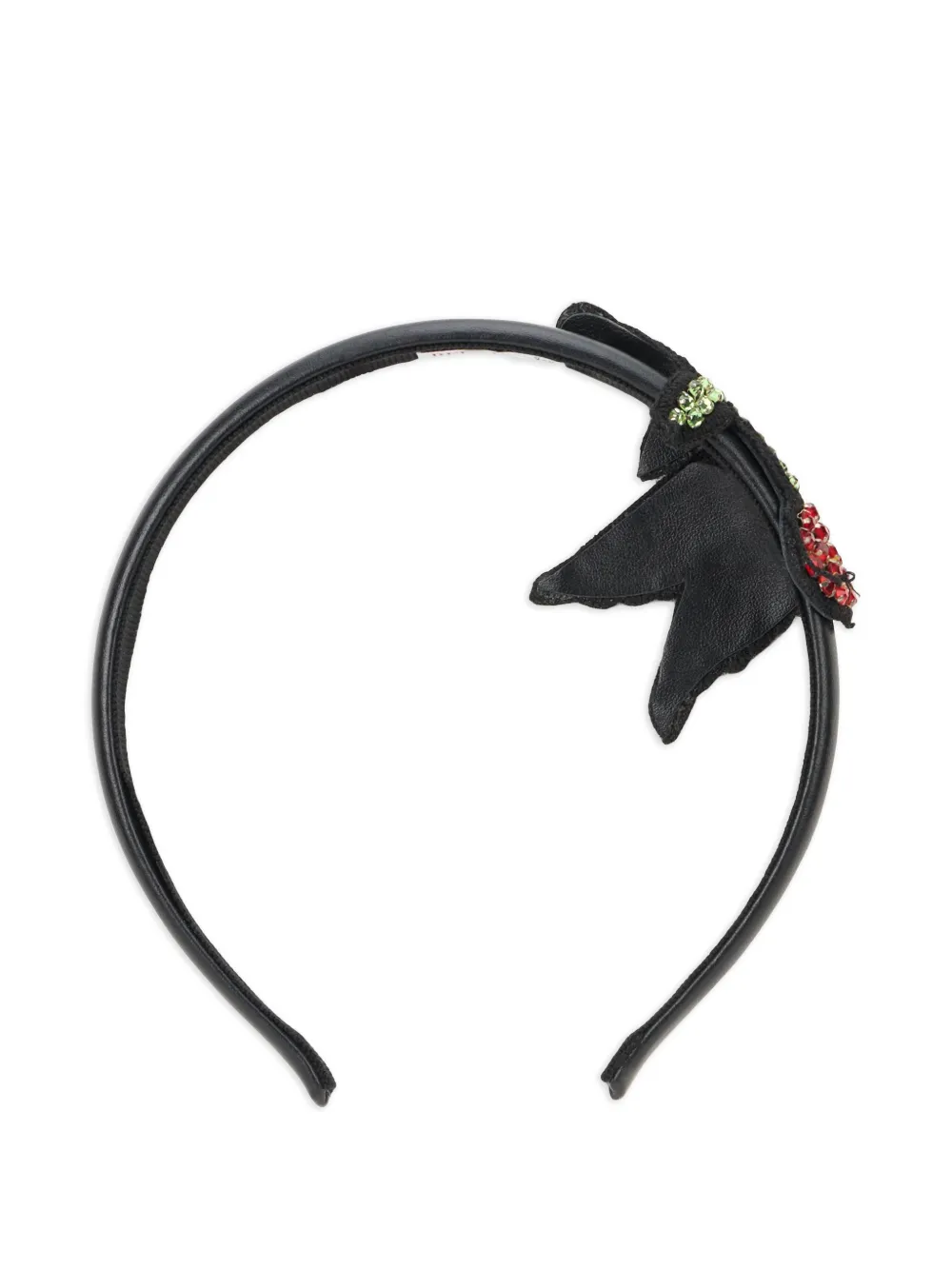  Red(v) Flower Embellished Headband - Black 