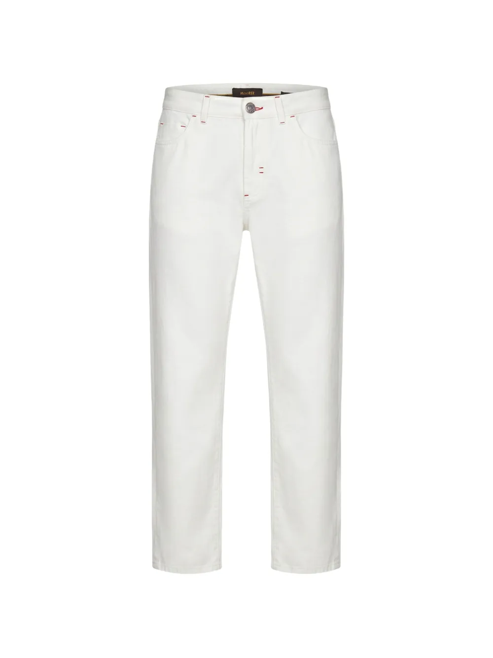 Moorer logo-patch straight-leg jeans Wit