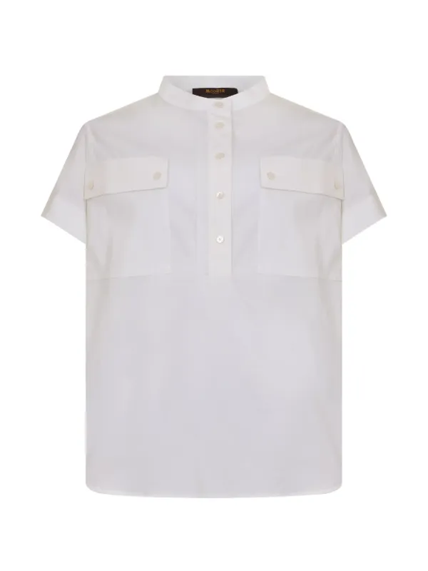 Moorer Short-sleeve Blouse in White