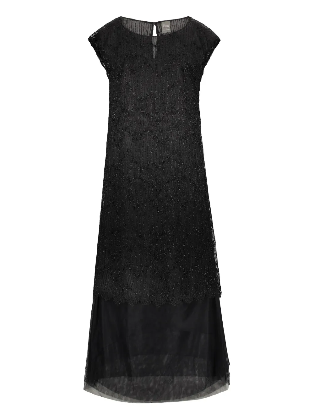 lace-panel midi dress