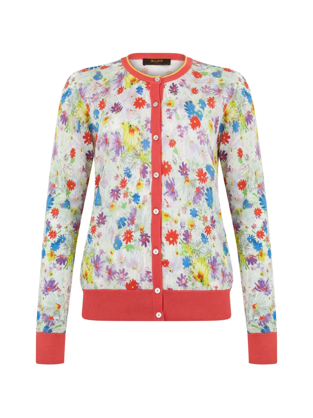 Moorer floral-print button-up cardigan - Bianco