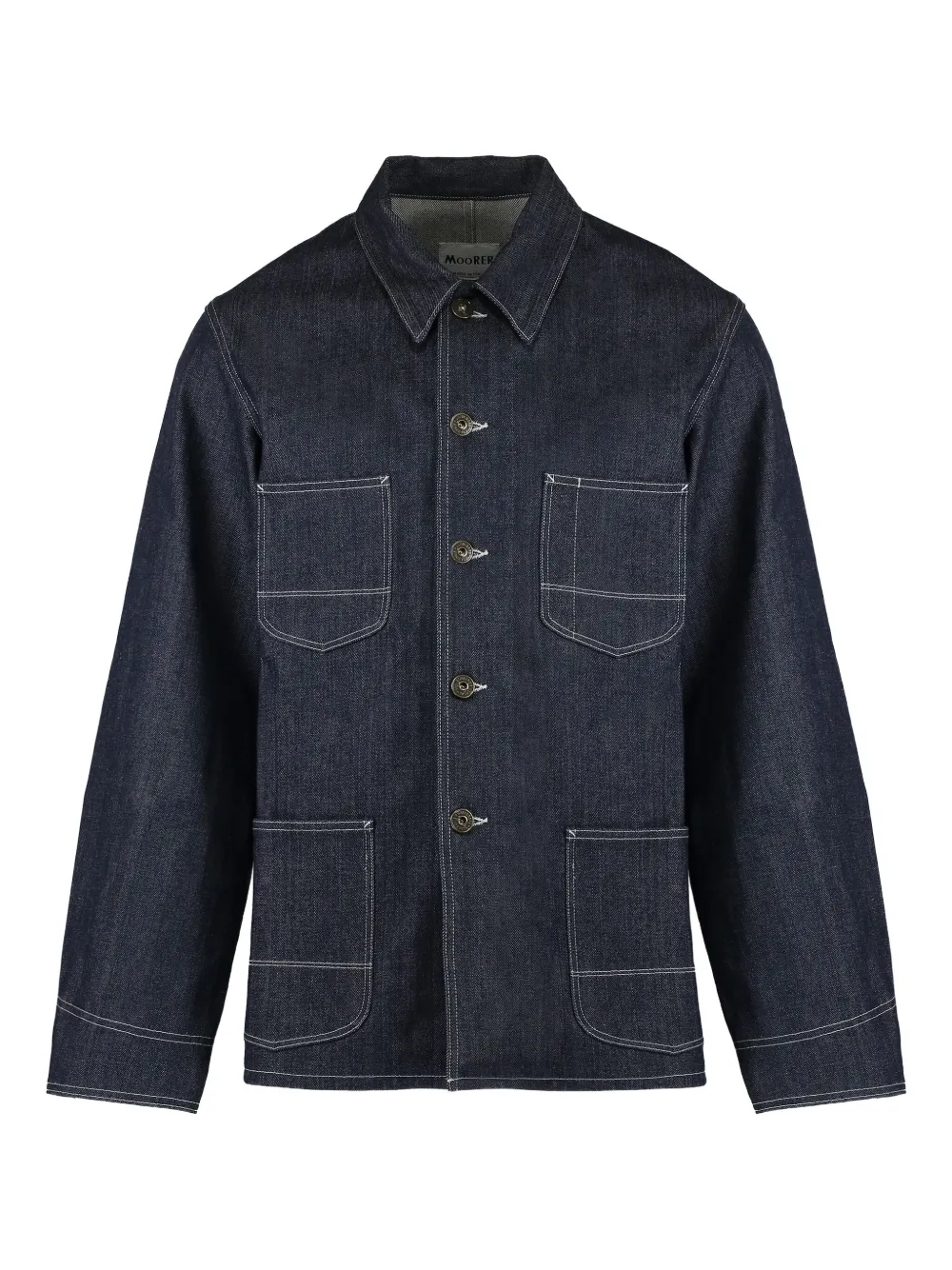 Moorer four-pocket cotton shirt Blauw