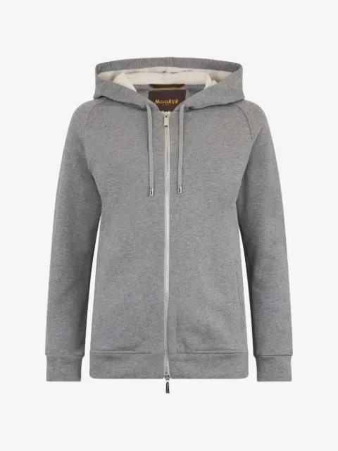 Moorer hoodie con cordones y cierre