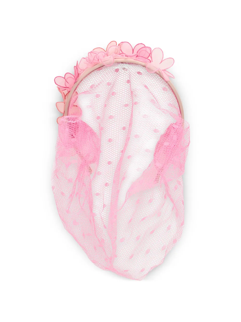 Red(v) Floral Net Veil Headband - Pink 