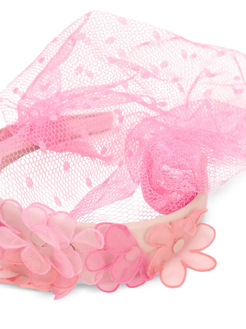  Red(v) Floral Net Veil Headband - Pink 