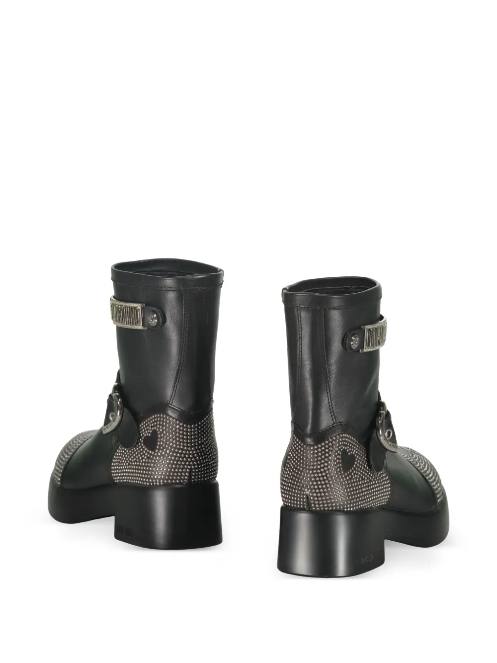 Moschino buckle-detailed studded ankle boots Black