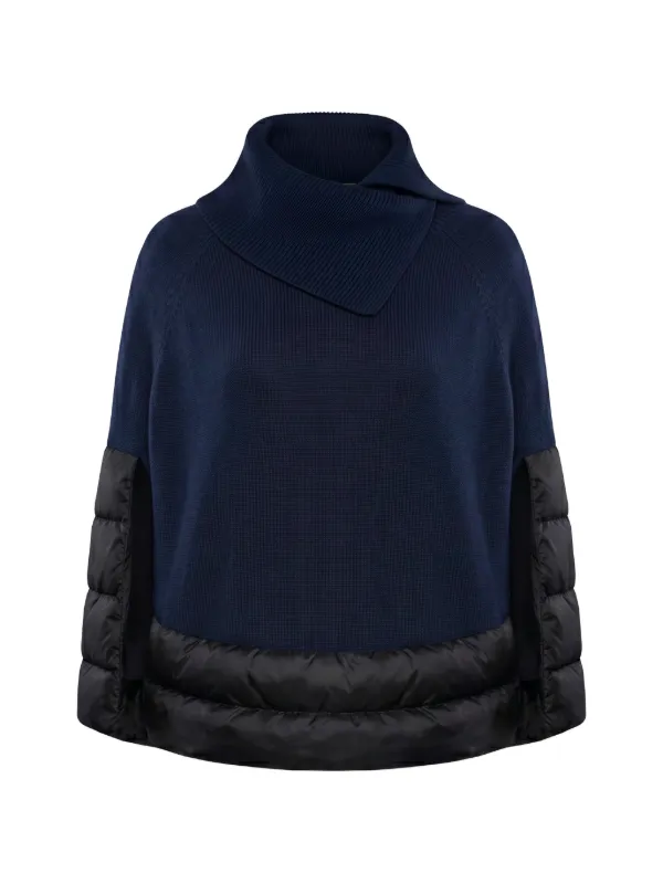 Moorer Panelled High-neck Sweater in Blue