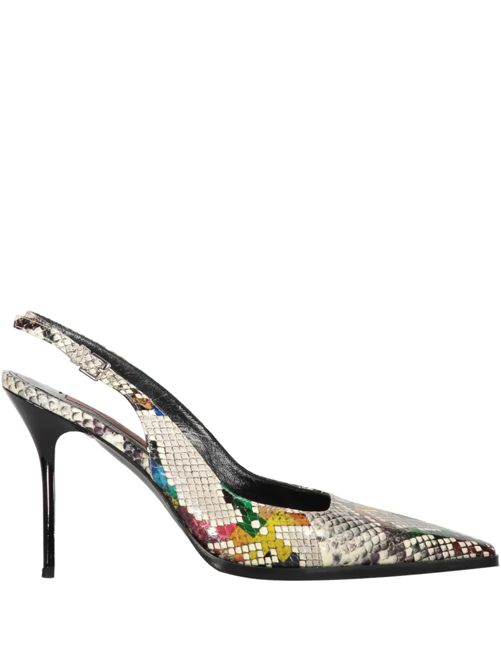 100mm python-print slingback pumps