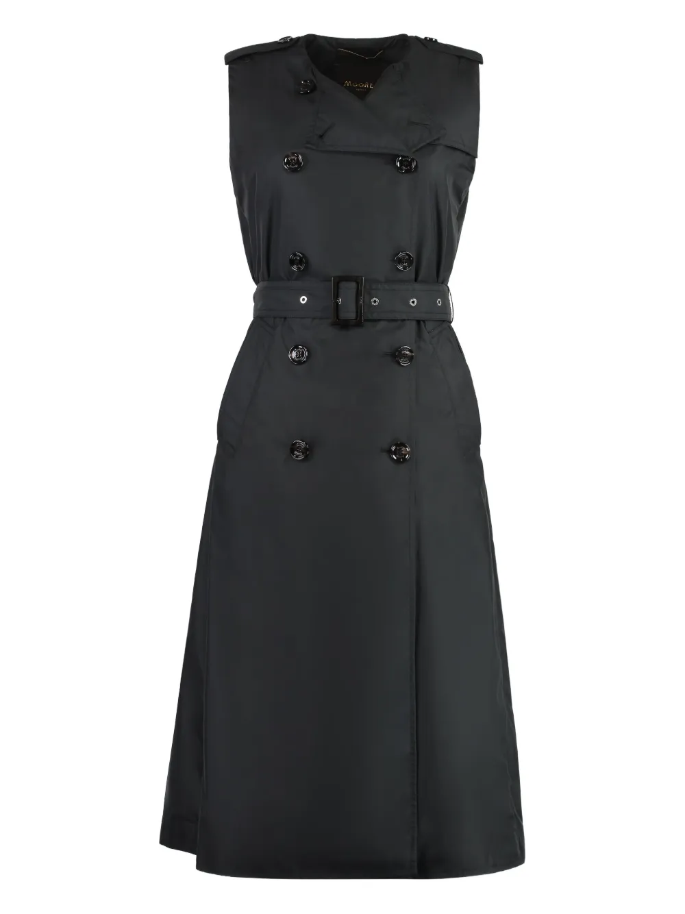 Moorer Sleeveless Belted Trench Coat In Black