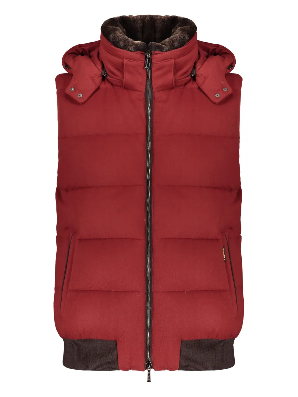 Moorer Hooded-neck Gilet In Burgundy