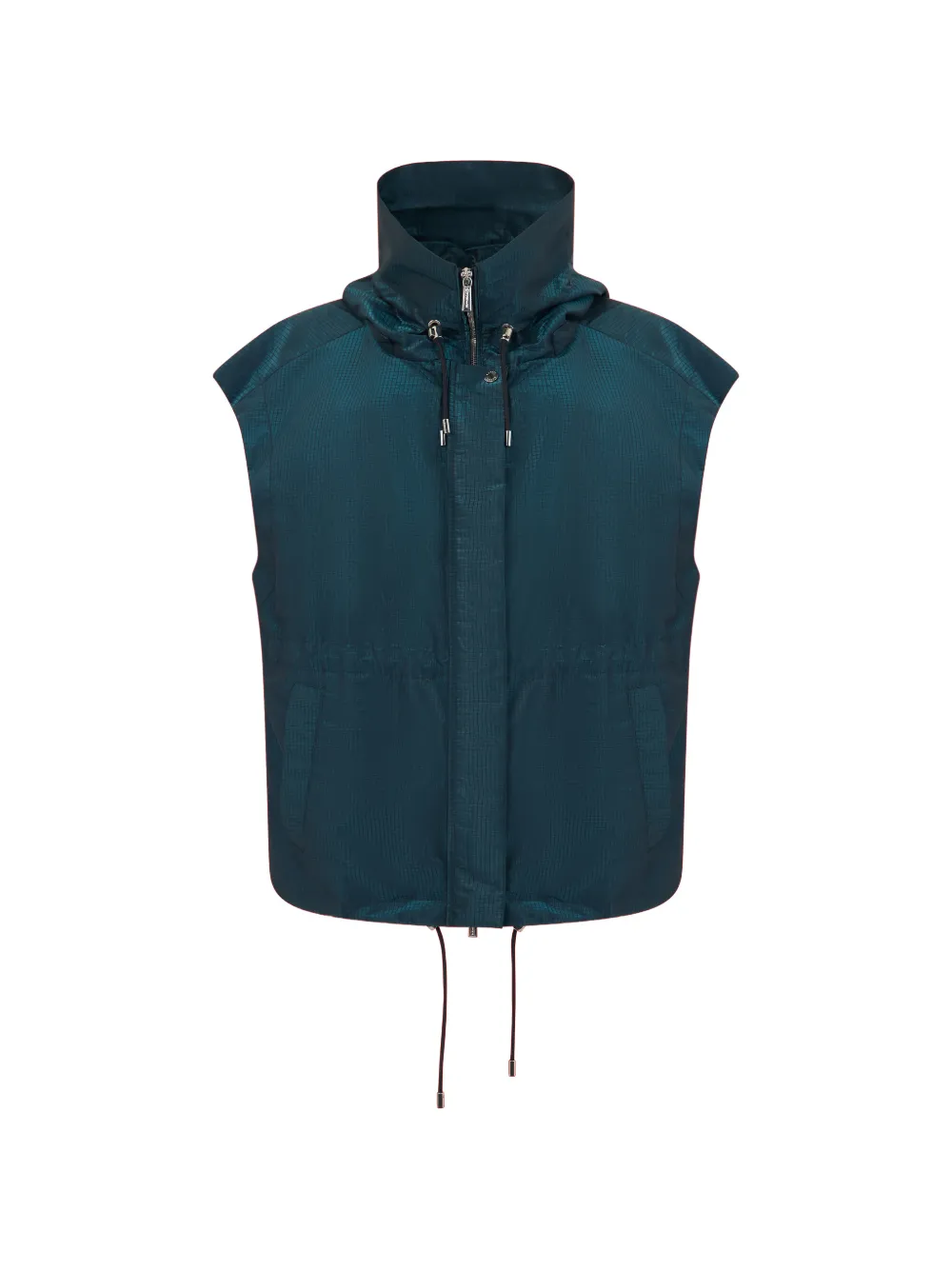 Moorer Blenda Hooded Grid-pattern Gilet In 蓝色