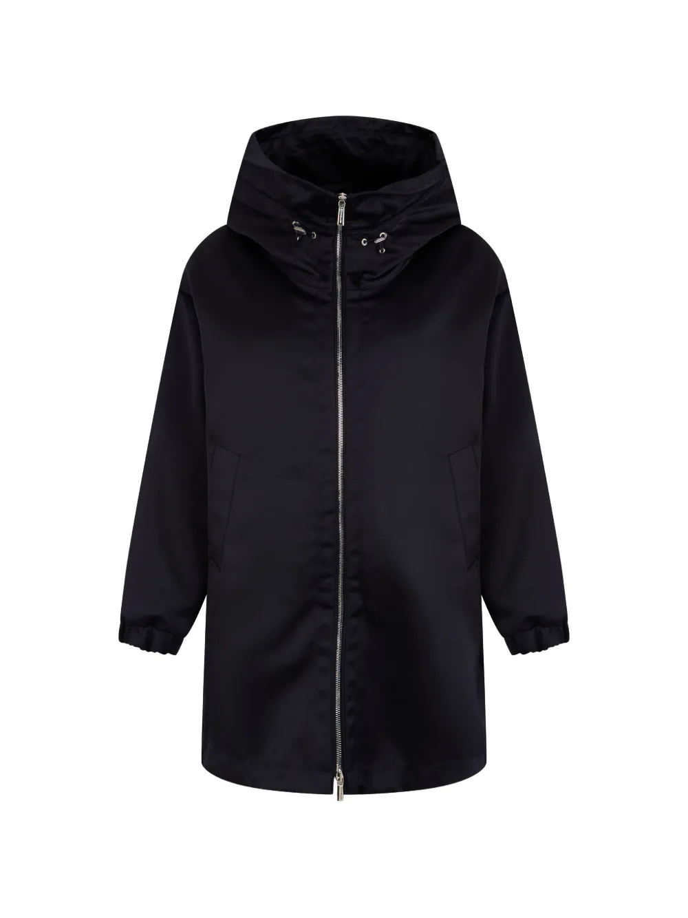 Moorer hooded zip-up single-breasted coat
