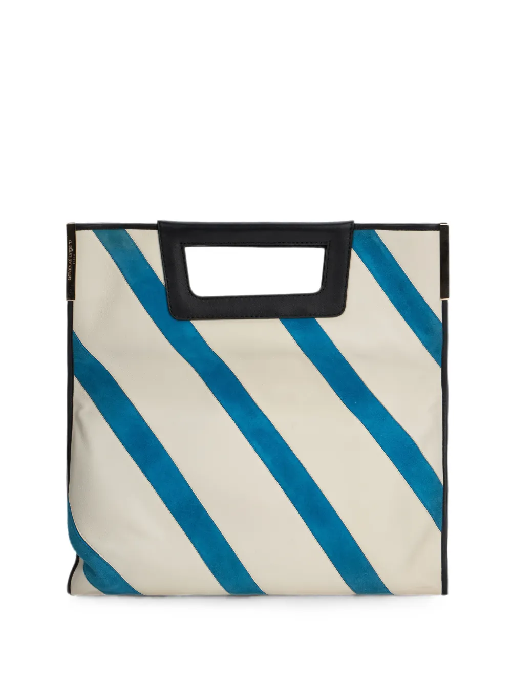 Moschino striped leather tote bag - Bianco