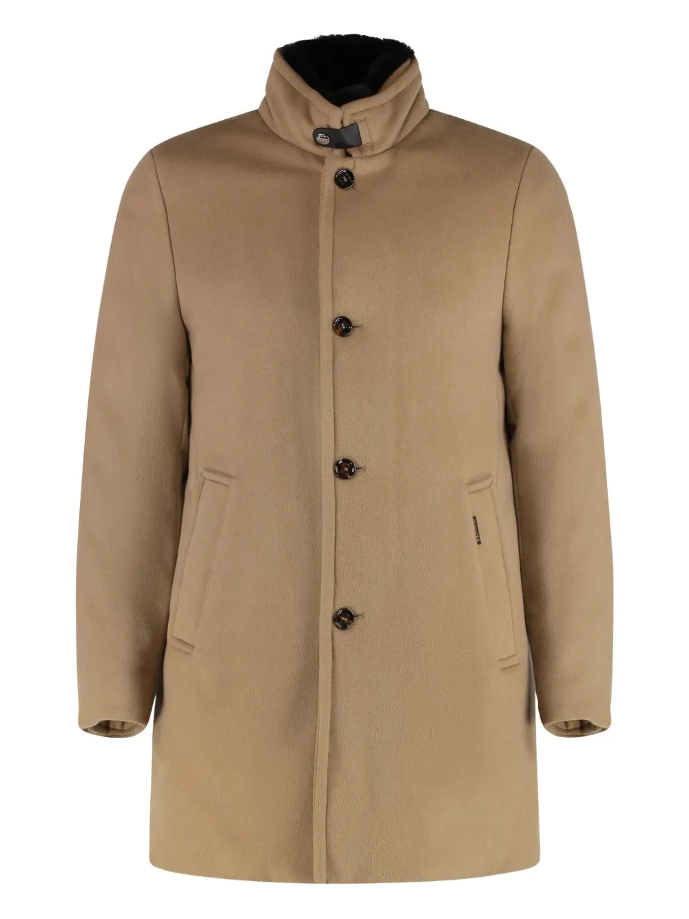 Moorer high-neck button coat Bruin