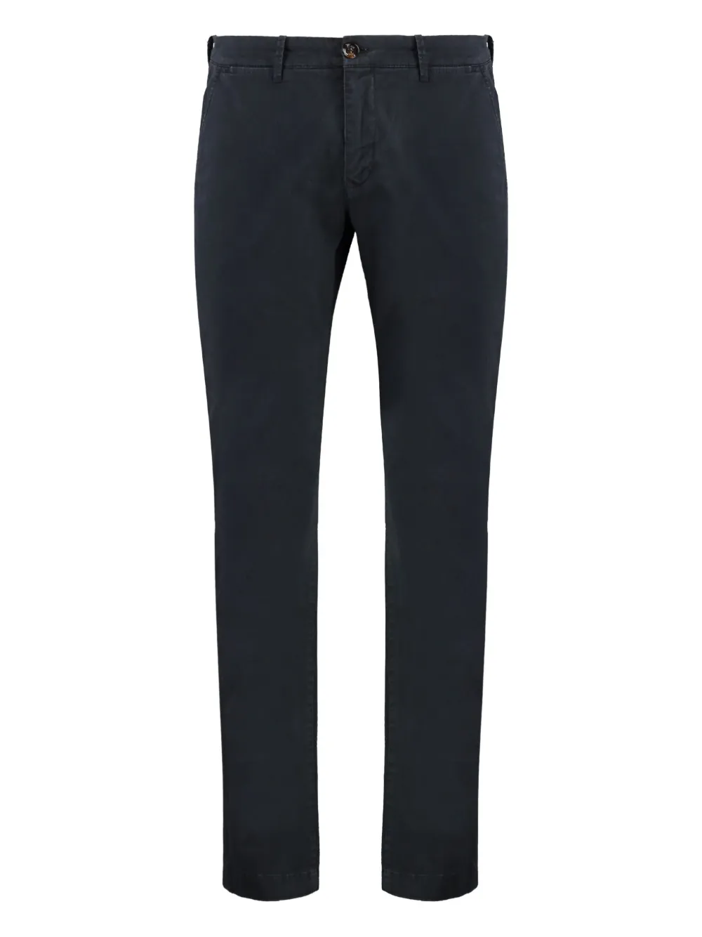 Moorer leather-logo cotton trousers Blauw