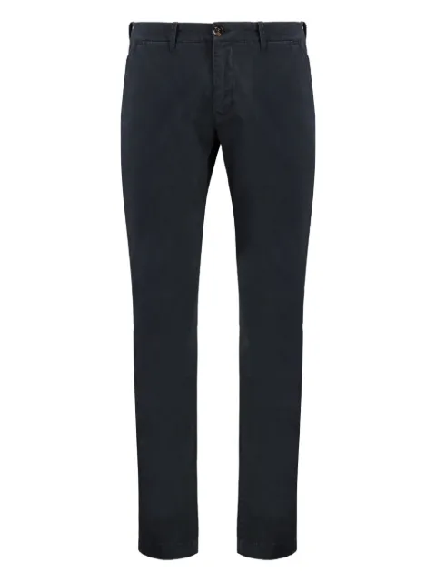 Moorer leather-logo cotton trousers