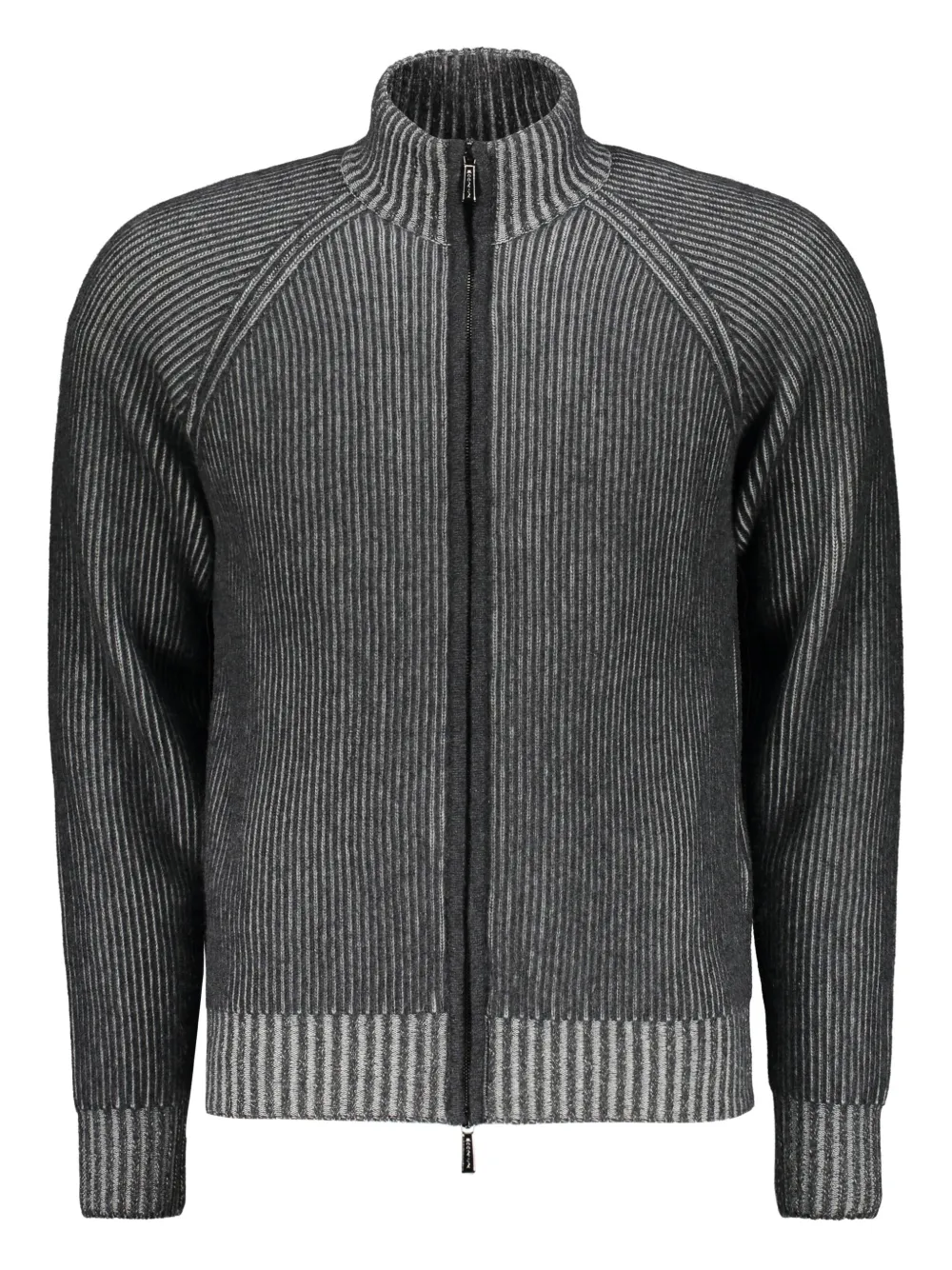 Moorer Dean ribbed zip-up sweater | Grey | Image 1