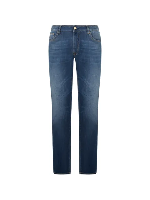Moorer faded five-pocket denim