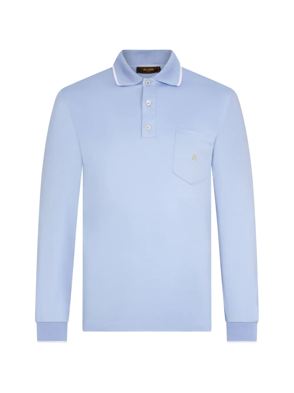 Moorer pocket long-sleeve polo shirt - Blu
