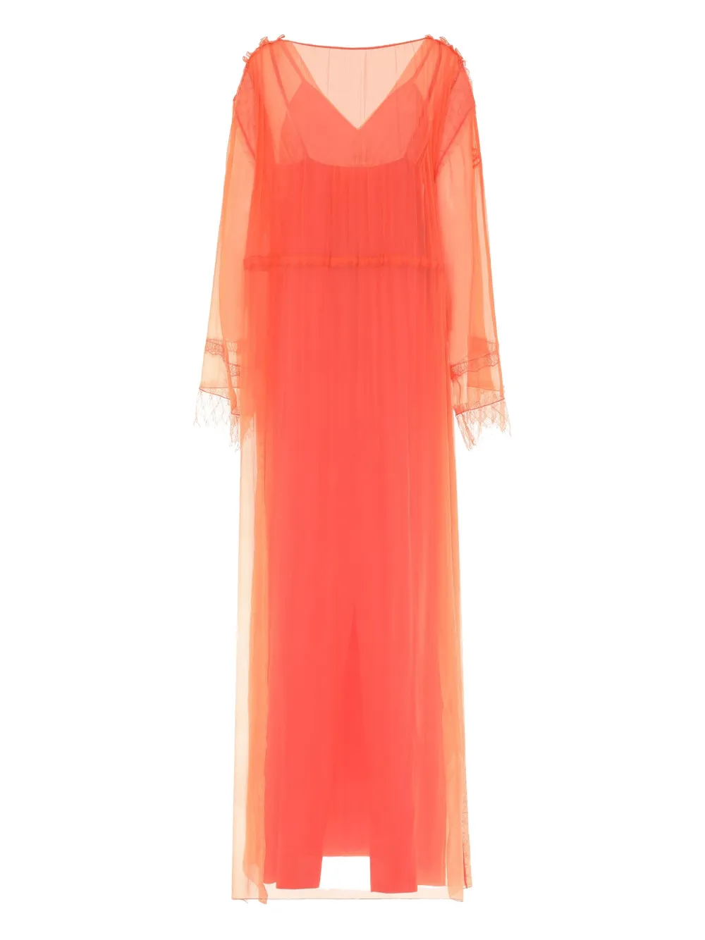 Alberta Ferretti lace-trimmed V-neck maxi dress - Oranje