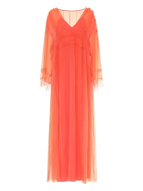 Alberta Ferretti lace-trimmed V-neck maxi dress