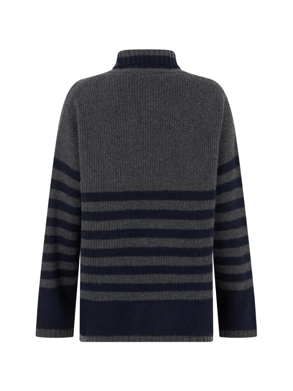 Moorer Vera-Slx striped ribbed-knit sweater Grijs