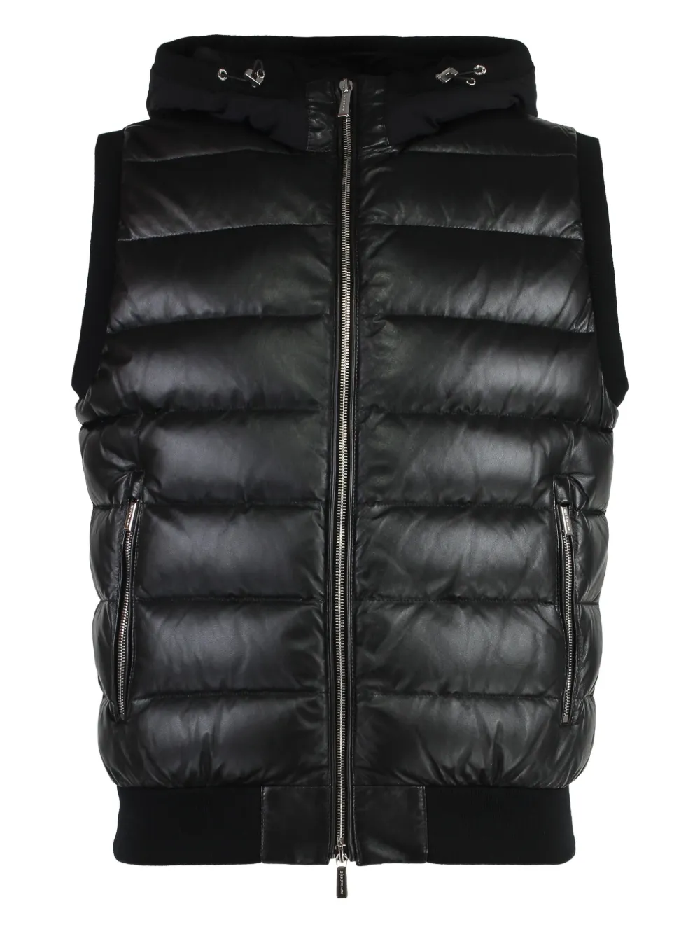 Moorer leather quilted gilet Zwart