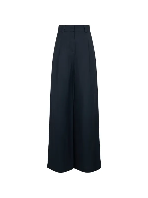 Moorer Pleated Wide-leg Trousers in Blue