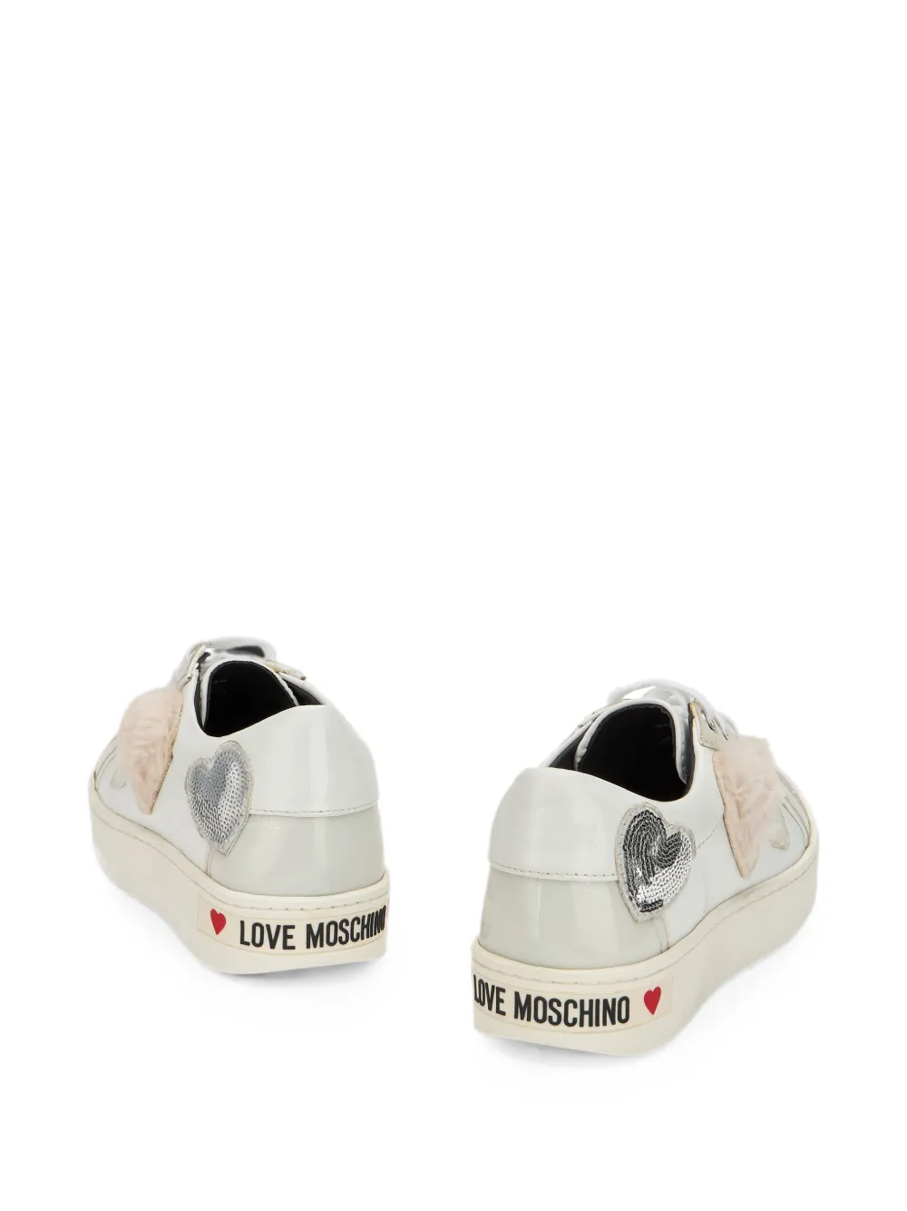 Moschino heart-patch sequin-embellished sneakers Wit
