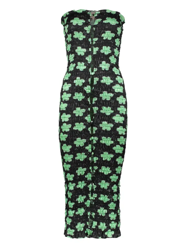 knee length dresses for ladies Amy Black Floral Embroidered Midi Dress – Frock and Frill main image 0