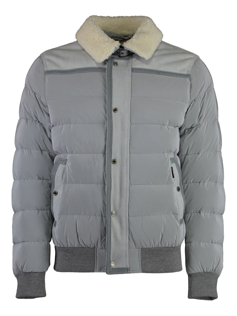 Moorer shearling-collar down jacket - グレー Moorer shearling-collar down jacket - グレー