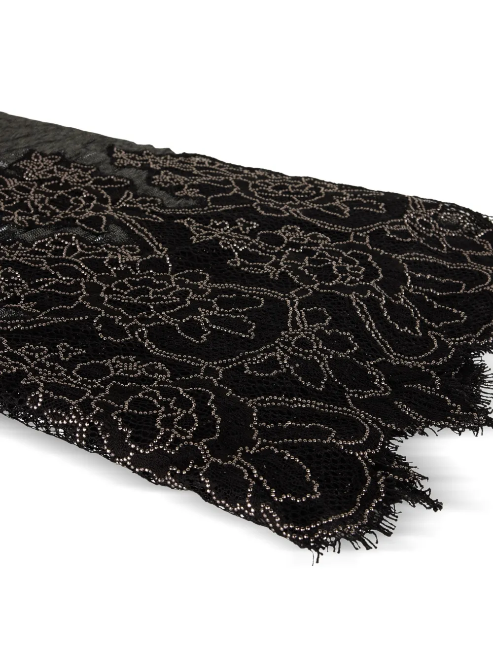 Valentino Garavani lace fringed scarf - Zwart